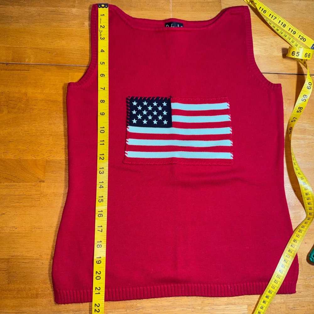 Rafaella Womens Red‎ American Flag Sleeveless Knit Sweater Top Americana Cotton - Picture 5 of 6
